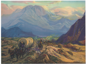 covered wagons mountains